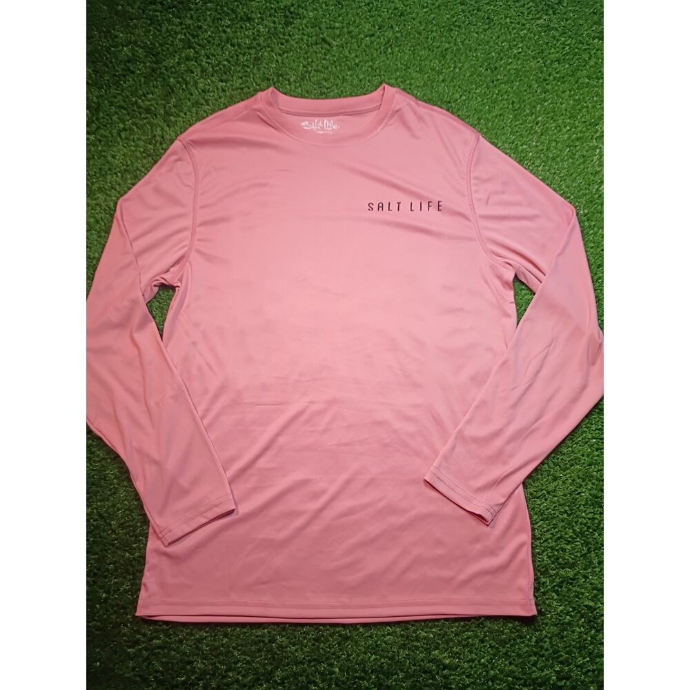 Salt Life Men's Redfish Stars & Stripes Pink Long Sleeve Tee